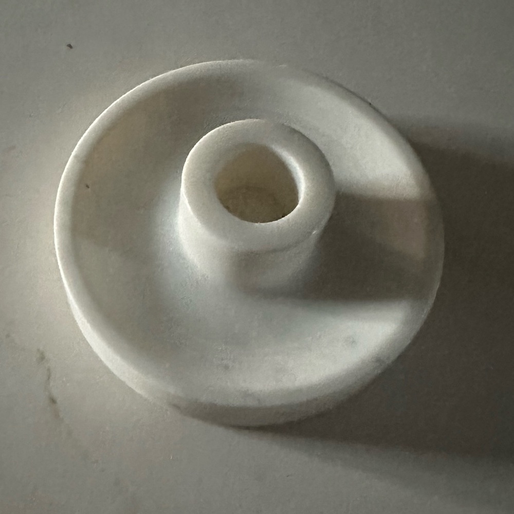 NWT*Threshold Marble taper candle holder short*White